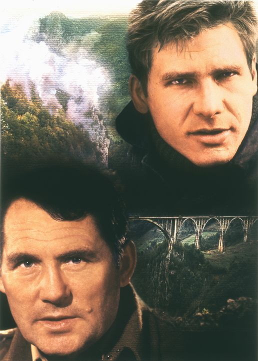 Mallory (Robert Shaw, unten) und Barnsby (Harrrison Ford, oben) sind Teil eines alliierten Himmelfahrtskommandos. Sie sollen eine Brücke sprengen -... - Bildquelle: Copyright   1978 American International Pictures, Inc. All Rights Reserved.