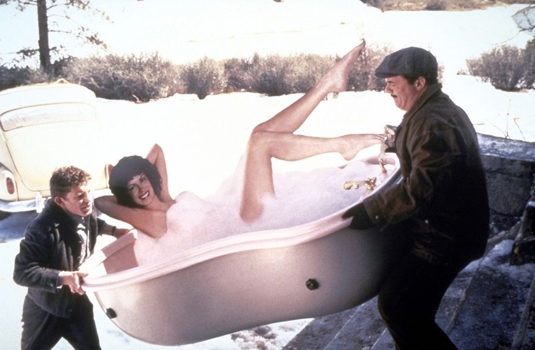 Ernie (Nathan Lane, r.) und Lars (Lee Evans, l.) wollen es sich in ihrem neuen Haus gemütlich machen. Da darf natürlich eine Badewanne mit passendem... - Bildquelle: TM+  1997 DreamWorks LLC. All Rights Reserved.