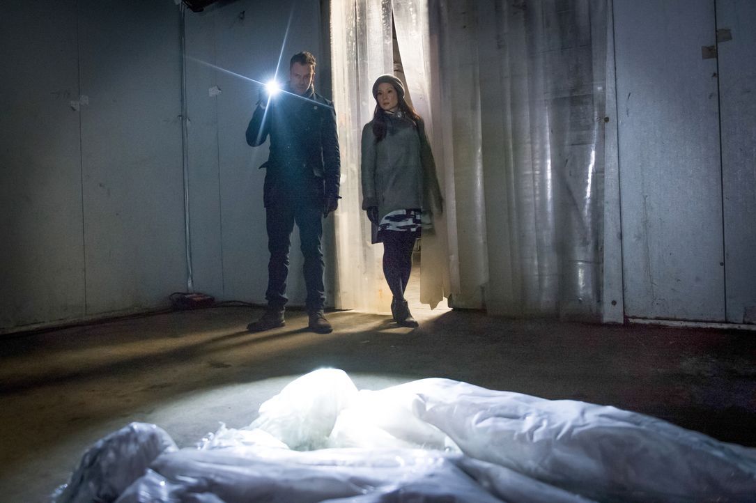 Holmes (Jonny Lee Miller, l.) und Watson (Lucy Liu, r.) werden zu einem Mordfall gerufen, in dem das Opfer schockgefrostet wurde ... - Bildquelle: CBS Television