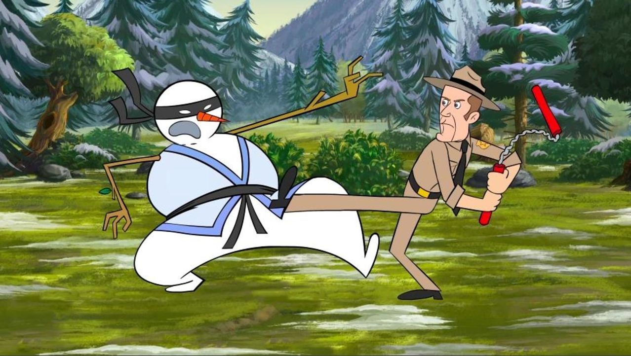 Jack (r.) muss sich mit einem Ninja-Schneemann (l.) auseinandersetzen ... - Bildquelle: Universal Television