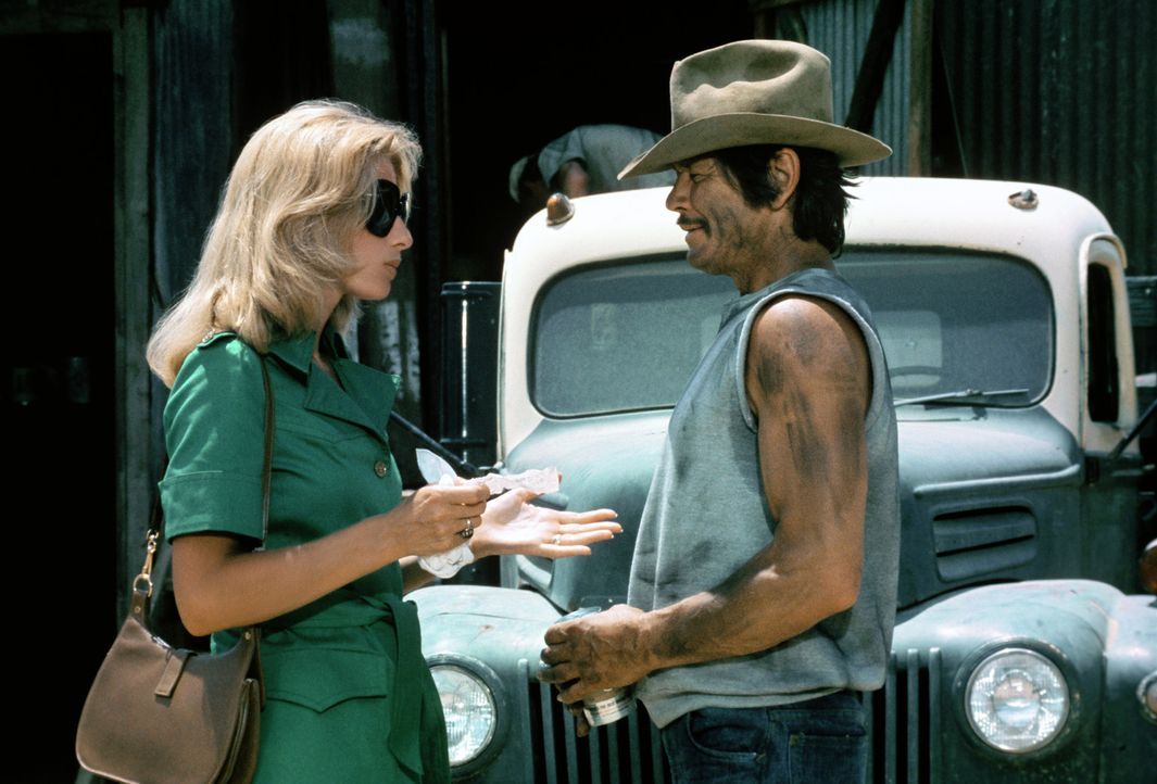 Ann (Jill Ireland, l.) bittet den Draufgänger Nick (Charles Bronson, r.) um Hilfe ... - Bildquelle: 1975 Columbia Pictures Industries, Inc. All Rights Reserved.