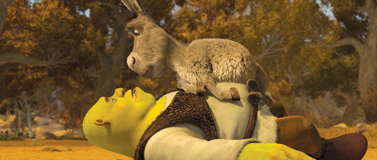 Kann sein quirliger Freund Esel (oben) Shrek (unten) aus der Patsche helfen? - Bildquelle: 2012 DreamWorks Animation LLC. All Rights Reserved.