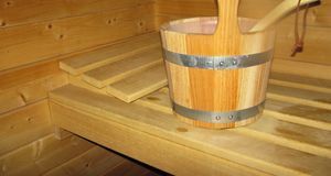 Eimer für den Aufguss in einer Sauna