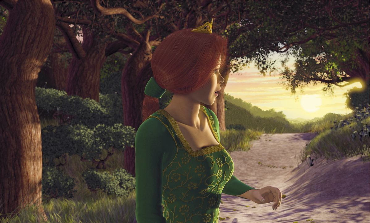 Ein wehmütiger Blick zurück in die "Freiheit": Prinzessin Fiona ist der Gedanke, einen Unbekannten heiraten zu müssen, nicht besonders wohl ... - Bildquelle: TM &   2001 DreamWorks L.L.C.