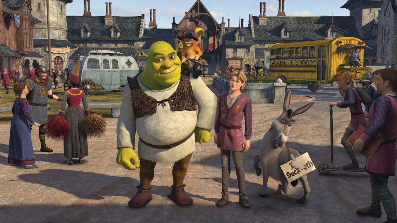 Als Shrek (M. l.) mit dem gesuchten Arthur (M. r.) heimkehrt, wartet auf ihn eine Neuigkeit, die ihn in einen tiefen Schock versetzt: Fiona hat in d... - Bildquelle: TM &   2007 Dreamworks Animation LLC