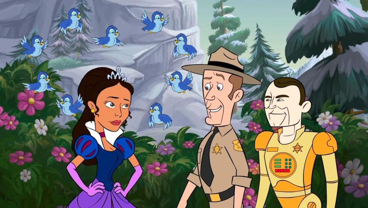Jo (l.) konnte Jack (M.) und Andy (r.) gerade noch rechtzeitig vor dem Ninja-Schneemann retten ... - Bildquelle: Universal Television