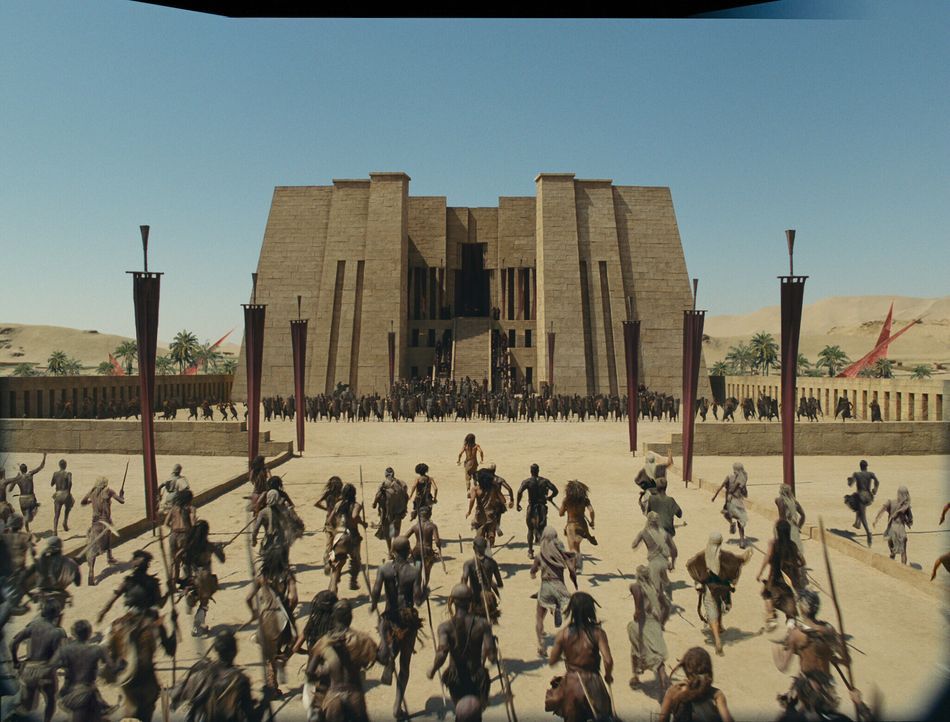 Im Schatten monumentaler Pyramiden organisieren D'Leh und seine Mitstreiter den Aufstand gegen einen Gott, der seine Macht missbraucht und ein bruta... - Bildquelle: Warner Brothers