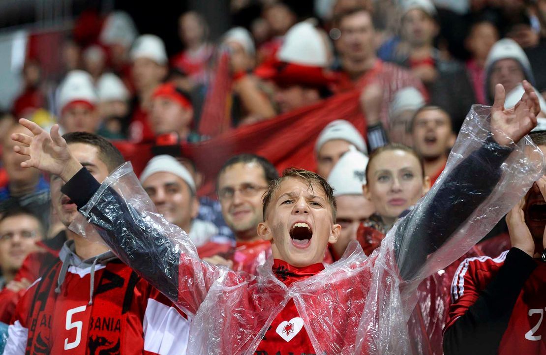 Fußball-Fan-Albanien-151008-dpa - Bildquelle: dpa
