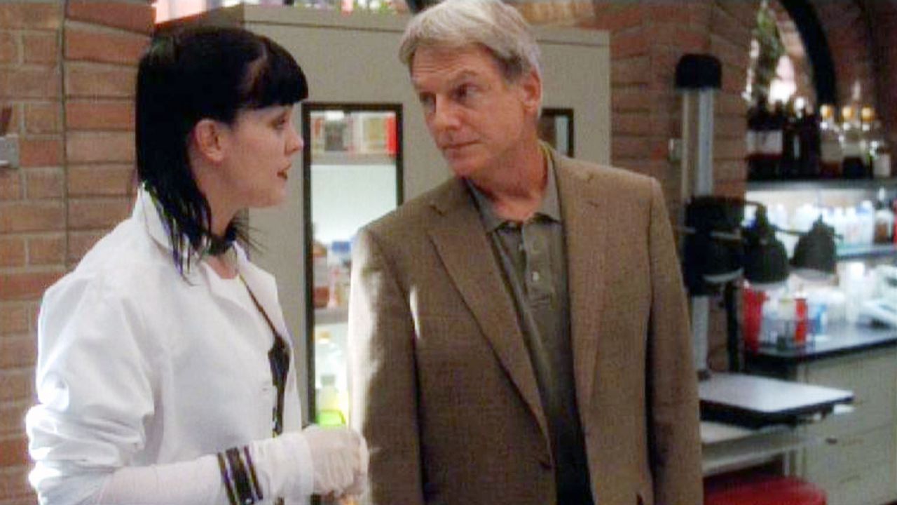 Gibbs (Mark Harmon, r.) erfährt von Abby (Pauley Perrette, l.) weitere Details zur gefundenen Leiche ... - Bildquelle: Sat.1